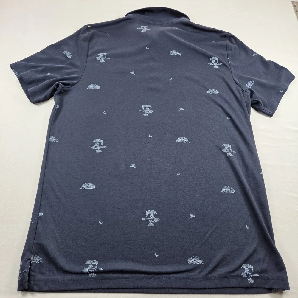 Travis Mathew Polo Shirt Blue All Over Print Golf Performance Mens Extra Large